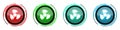 Fan round glossy vector icons, set of buttons for webdesign, internet and mobile phone applications in four colors options