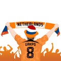 A fan\'s hand waving in support of the NETHERLANDS team