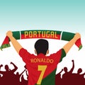 A fan\'s hand waving in support of the Portugal team