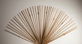 A fan-shaped arrangement of wooden bamboo Royalty Free Stock Photo