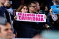 A fan shows a banner pro Catalonia Independence