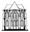 Fan-Tracery of Cloisters of Gloucester Cathedral, cathedral church of St. Peter, vintage engraving Royalty Free Stock Photo