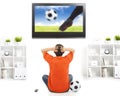 Fan watching soccer game and feeling nervous Royalty Free Stock Photo