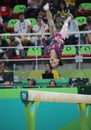 Fan Yilin of China competes during a balance beam event of women`s team final of Artistic Gymnastics at the 2016 Rio Olympic Games Royalty Free Stock Photo