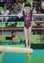 Fan Yilin of China competes during a balance beam event of women`s team final of Artistic Gymnastics at the 2016 Rio Olympic Games Royalty Free Stock Photo
