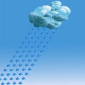 Abstract cloud on blue background and rain of precious stones