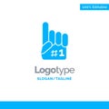 Fanatic, Finger, Foam, Sport Blue Solid Logo Template. Place for Tagline