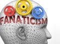 Fanaticism and human mind - pictured as word Fanaticism inside a head to symbolize relation between Fanaticism and the human