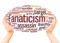 Fanaticism word cloud hand sphere concept