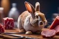 fanatsy image of a rabbit comes to life in a scene eating vegetables generated by Ai