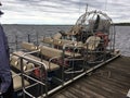 Fanboat swamp boat airboat near Orlando, Florida on a cloudy day ready to start a swamp tour