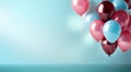 fanciful birthday balloons and streamers colorful background