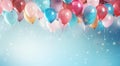 fanciful birthday balloons and streamers colorful background