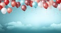 fanciful birthday balloons and streamers colorful background