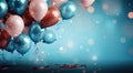 fanciful birthday balloons and streamers colorful background