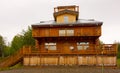 A fanciful hotel beside the yukon river at eagle Royalty Free Stock Photo