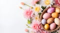 Fancifully Adorned Egg Basket Table: A Whimsical Display of Colo Royalty Free Stock Photo