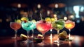 Fancy artisan cocktails and mixed drinks Royalty Free Stock Photo