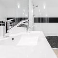 Fancy bathroom interior with two washbasins Royalty Free Stock Photo