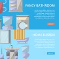 Fancy bathroom poster set in flat style Royalty Free Stock Photo