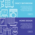 Fancy bathroom poster set in linear style Royalty Free Stock Photo