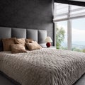 Fancy bedroom with window wall Royalty Free Stock Photo
