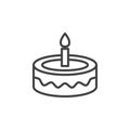 Fancy birthday cake line icon, outline vector sign, linear style pictogram isolated on white.