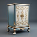 Fancy Cabinet With Gold Scrolls - 3d Model