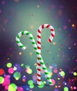 Fancy candy cane decorated on colorful background