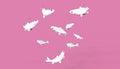 Fancy carp Groups Swimming Drawing and Pink Background / art work Concept /