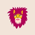 Fancy clockwork face from a lion. Illustration in modern childish hand drawn style