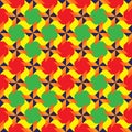 Fancy colorful decorative seamless pattern with different geometrical shapes of red, green, blue, orange and yellow colors Royalty Free Stock Photo