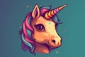 Fancy colorful unicorn, flat illustration for kids