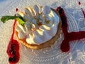 Fancy Dessert. Lemon Meringue cake. Royalty Free Stock Photo