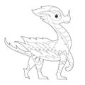 Fancy dragon on white background. Contour illustration for coloring book with fantasy reptile. Anti stress picture. Line art Royalty Free Stock Photo