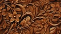 a fancy embossed leather background with intricate floral and cowboy western design elements. SEAMLESS PATTERN. SEAMLESS