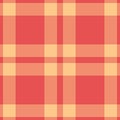 Fancy fabric check seamless, uniform tartan texture plaid. Packaging background vector pattern textile in red and orange colors Royalty Free Stock Photo