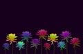Holographic colored flowers in fantasy moonlight