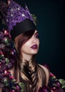 Fancy Fashion Model in Theatrical Colorful Hat