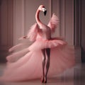 A fancy flamingo dressed as a ballerina, twirling gracefully in a tutu2 Royalty Free Stock Photo