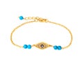 Fancy gold chain bracelet with blue pearls Royalty Free Stock Photo