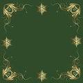 Fancy Gold Snowflakes on Green Holiday Accent Tile