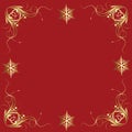 Fancy Gold Snowflakes on Red Holiday Accent Tile