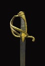 Fancy gold sword hilt isolated. Royalty Free Stock Photo