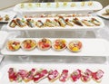 Rows of hors d'oeuvre