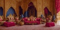 A fancy living room with red and gold furniture created with Generative AI technology Royalty Free Stock Photo