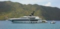 A fancy motor yacht at anchor in Admiralty Bay, Bequia