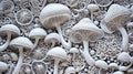 Fancy mushrooms with sinuous patterns, interesting background.