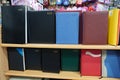 Fancy Notebooks, diaries for arranged sale at a shop. Nice organizer books for your planning. New year 2020 colorful diary on sale