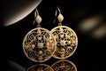 fancy pair of earrings with intricate design and sparkling accents